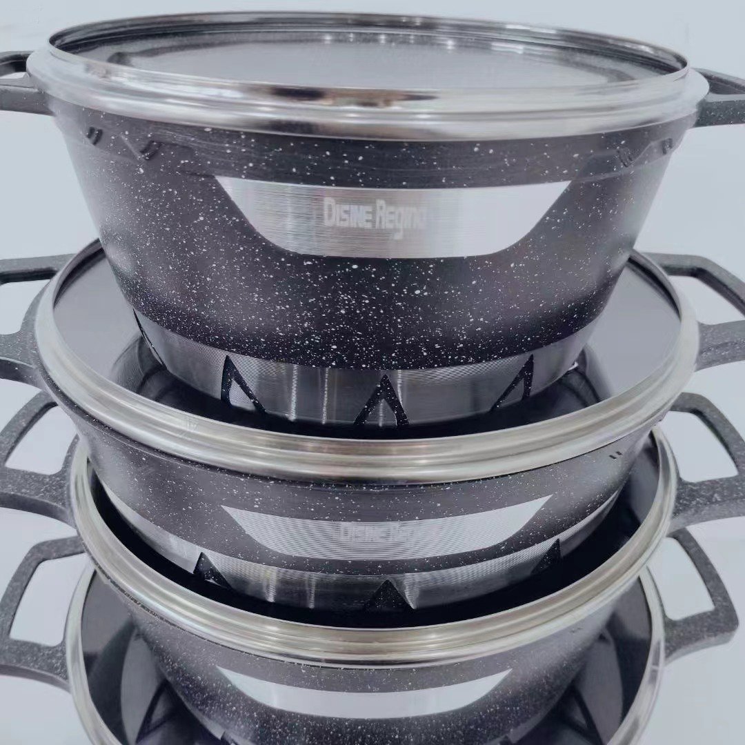 Stocked 10pcs Cookware-Set New Arrival Home Use Aluminium Alloy Detachable Handle Cookware Set