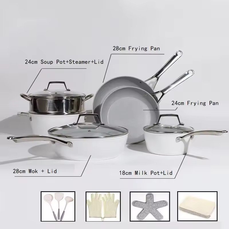 Non-stick Aluminium Ceramic Cookware Set Household Multi-functional Induction Pot and Pans Set