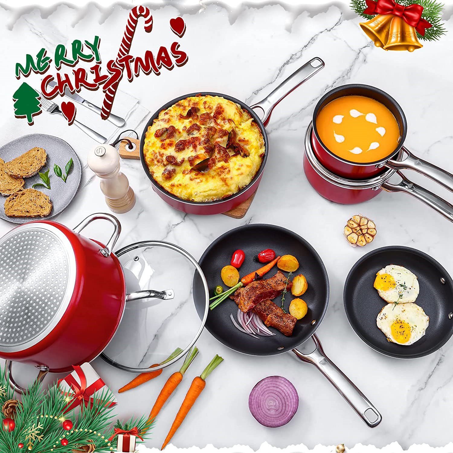 Custom LOGO Aluminum Cooking Ware Cookware Set Non-stick Set For Home Cooking