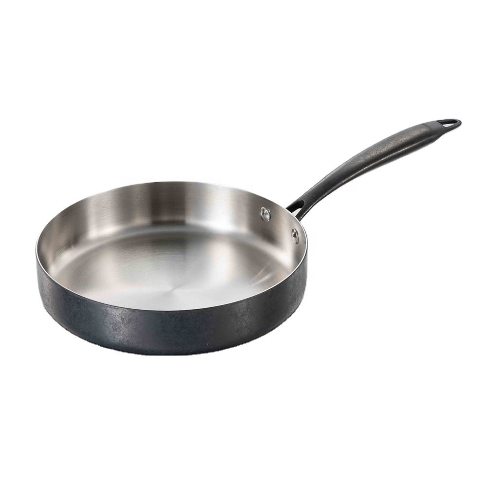 New Design Black Retro Stainless Steel Kitchenware 6Pcs Tri-ply Cookware Set
