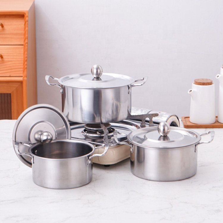 Factory Direct Sale 6pcs Color Cookware Set 16/18/20cm Stainless Steel Cooking Pots Casserole Kitchen Cookware Set
