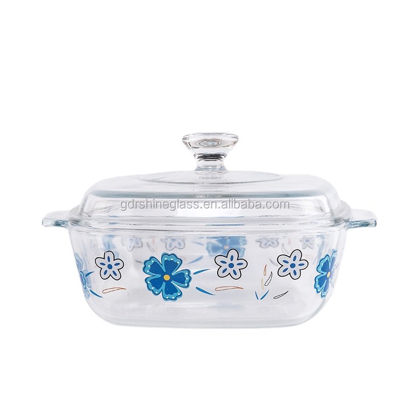 Heat resistant square glass casserole cookware set/baking dish with cover
