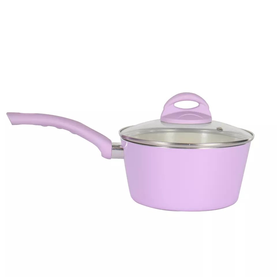 Custom 5pcs purple cooking press nonstick cookware set