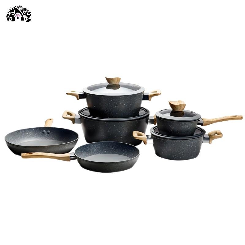 Factory Direct Sale Aluminium Frying Pans Aluminum Nonstick Saute Pans Induction Cookware Set Medical stone frying pan 10pcs co