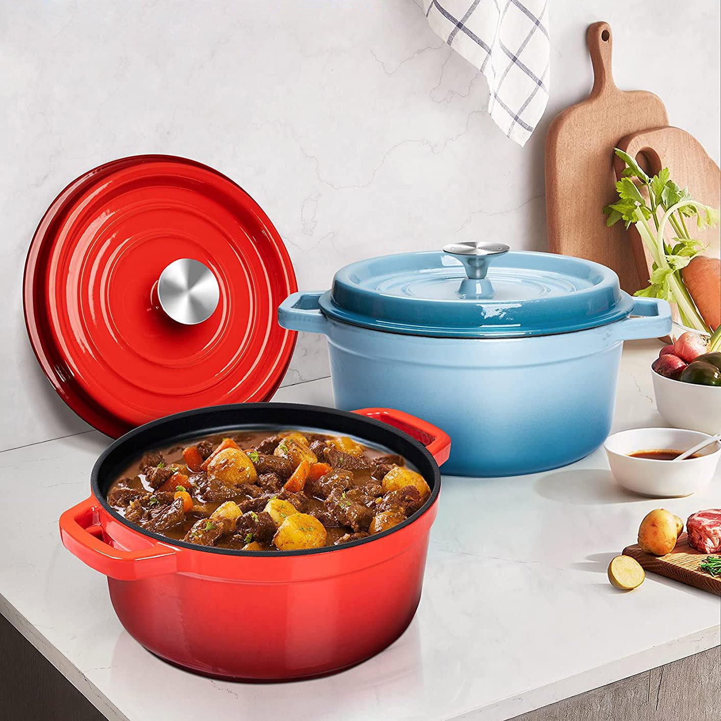 Factory Supply Non Stick Enameled Cast Iron Pots Pans Cast Iron Cookware Sets Dutch Oven Cast Iron Pot