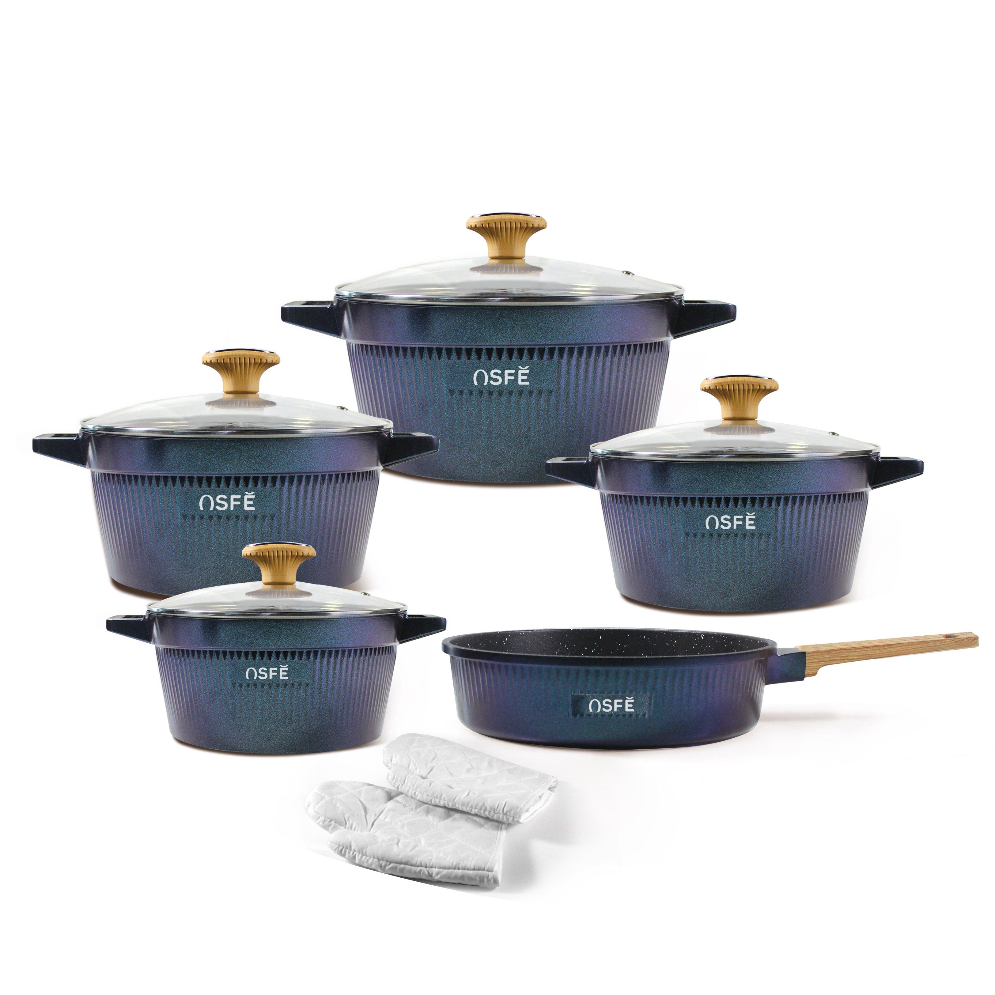 Hot Manufacturer 11PCS Die-Cast Aluminum Kitchen Utensils and Soup Pots Non-Stick Ceramic Coating Cookware Set