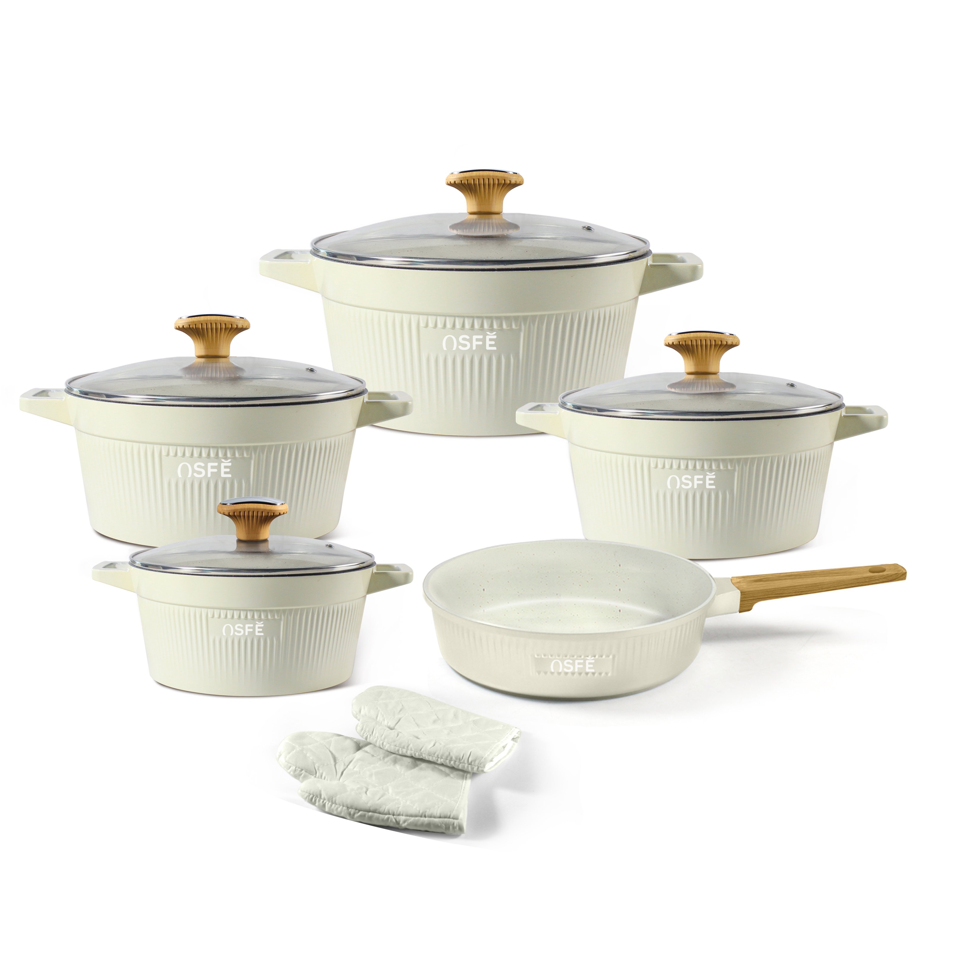 Hot Manufacturer 11PCS Die-Cast Aluminum Kitchen Utensils and Soup Pots Non-Stick Ceramic Coating Cookware Set