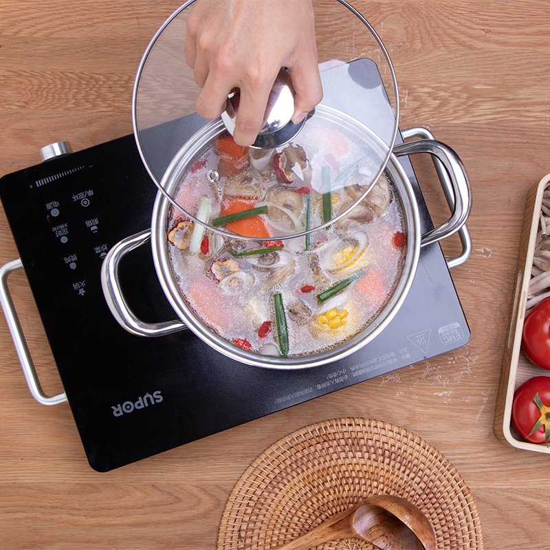 Black color non stick cookware set transparent cover stainless steel cookware set food grade cooking pots