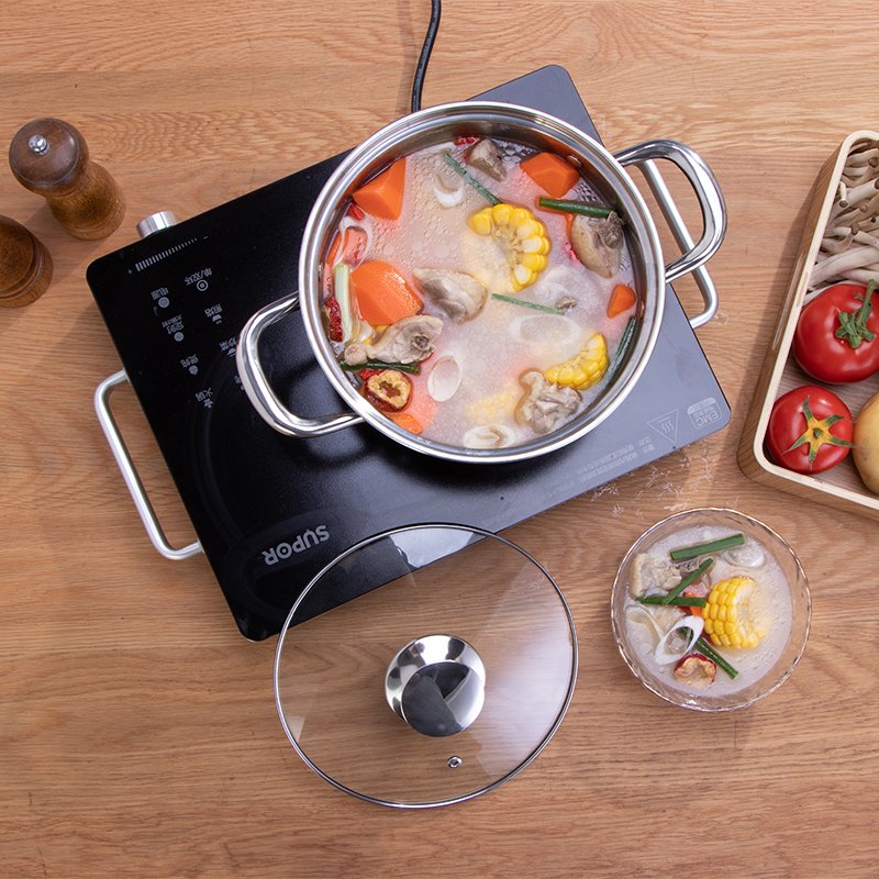 Black color non stick cookware set transparent cover stainless steel cookware set food grade cooking pots
