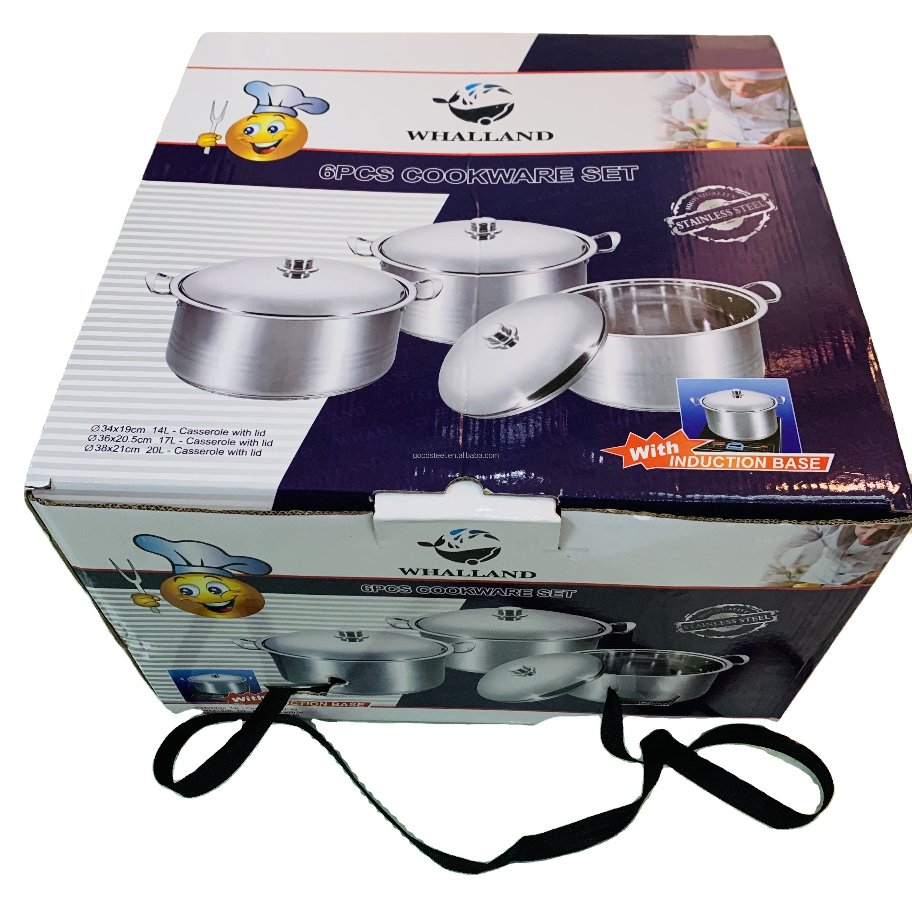 stainless steel cookware set 14pcs big cookware sets with steamer Wide edge stainless steel cookware 30-38cm