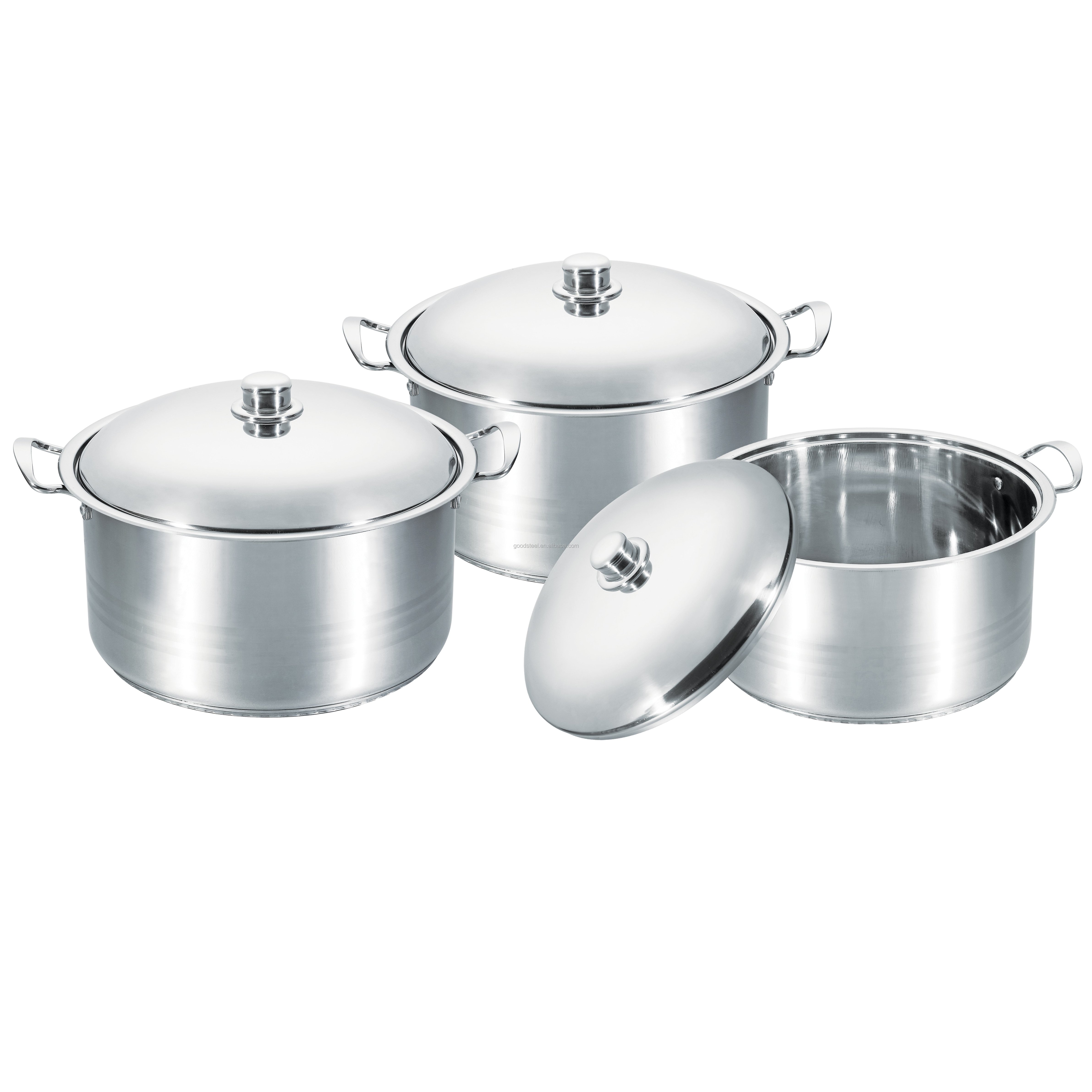 stainless steel cookware set 14pcs big cookware sets with steamer Wide edge stainless steel cookware 30-38cm