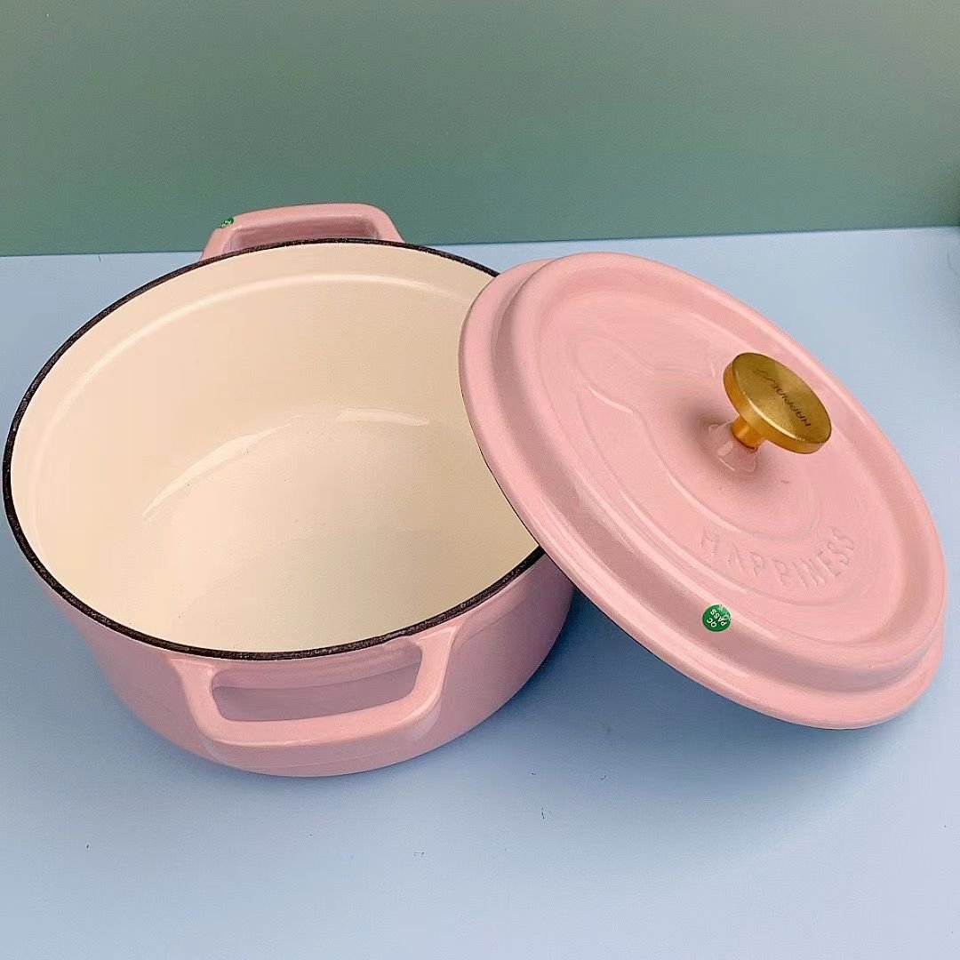 New cast iron enamel cookware set cooking pot cast iron enamel pot food insulation pot casserole