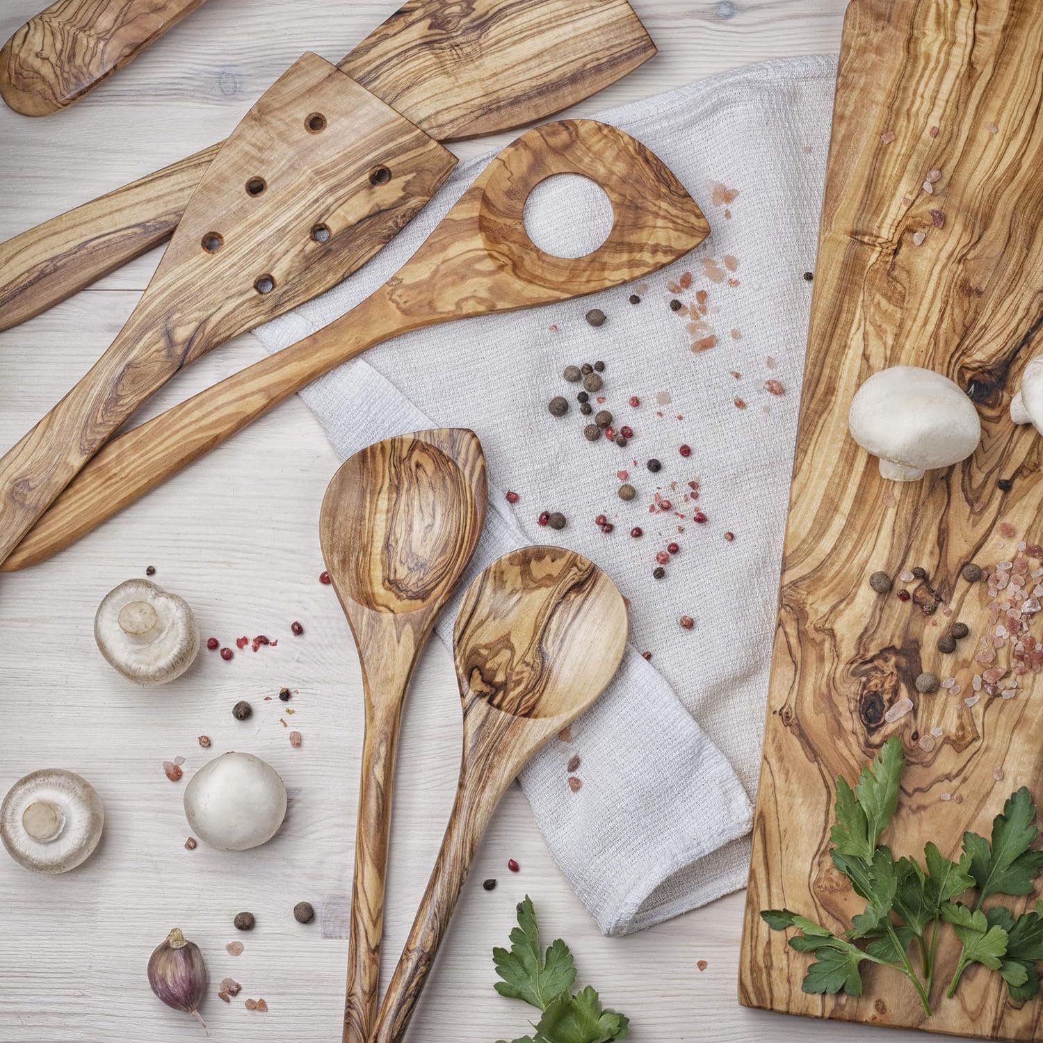 Kitchenware 5 Pcs Natural Olive wood Utensils Set cookware set perfect gift for cooking