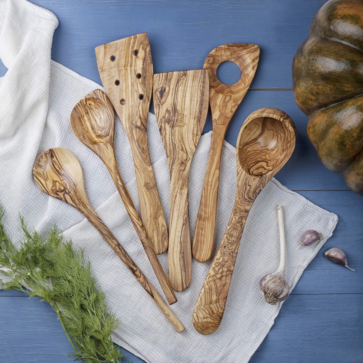 Kitchenware 5 Pcs Natural Olive wood Utensils Set cookware set perfect gift for cooking