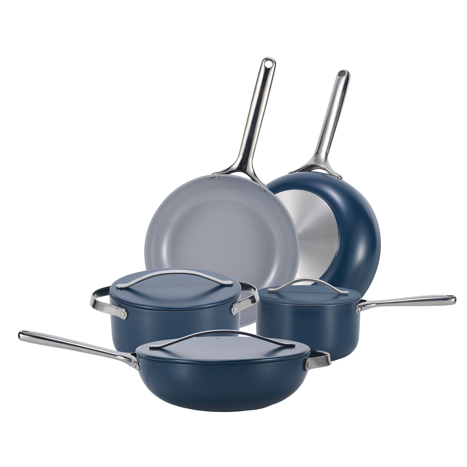 Nonstick Ceramic Cookware Set (12 Piece) Pots, Pans, 3 Lids and Kitchen Storage - Non Toxic, PTFE & PFOA Free - Oven Safe