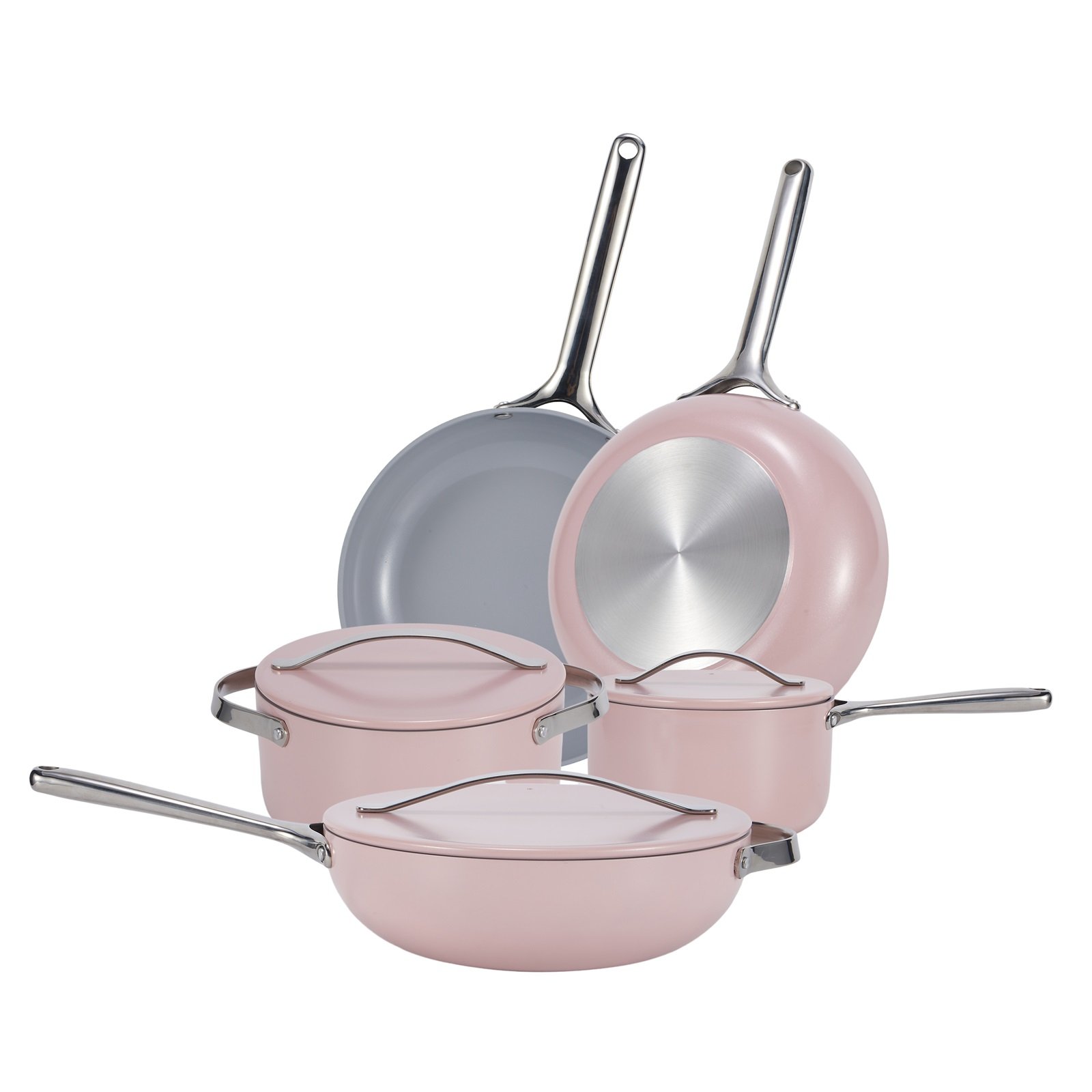 Nonstick Ceramic Cookware Set (12 Piece) Pots, Pans, 3 Lids and Kitchen Storage - Non Toxic, PTFE & PFOA Free - Oven Safe