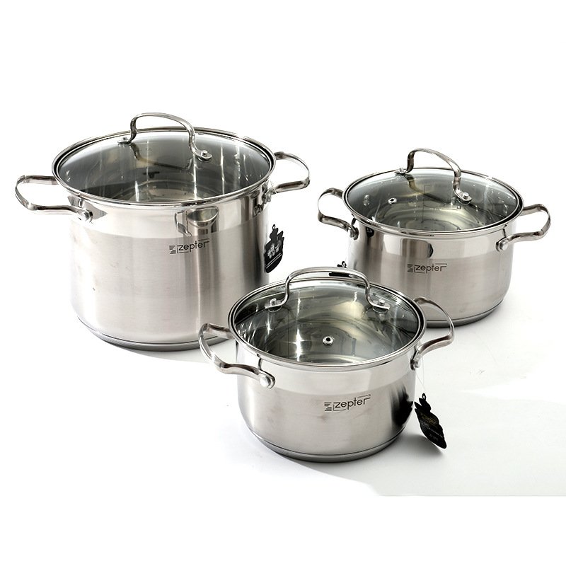 High quality 12PCS cookware set Stainless steel cookware set Non-stick pan and pot set with glass lid