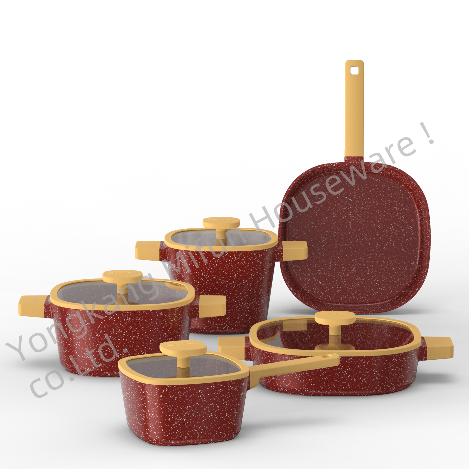 Factory-Sales 5 pieces sets Household Thickened Cookware Sets With Nonstick Coating