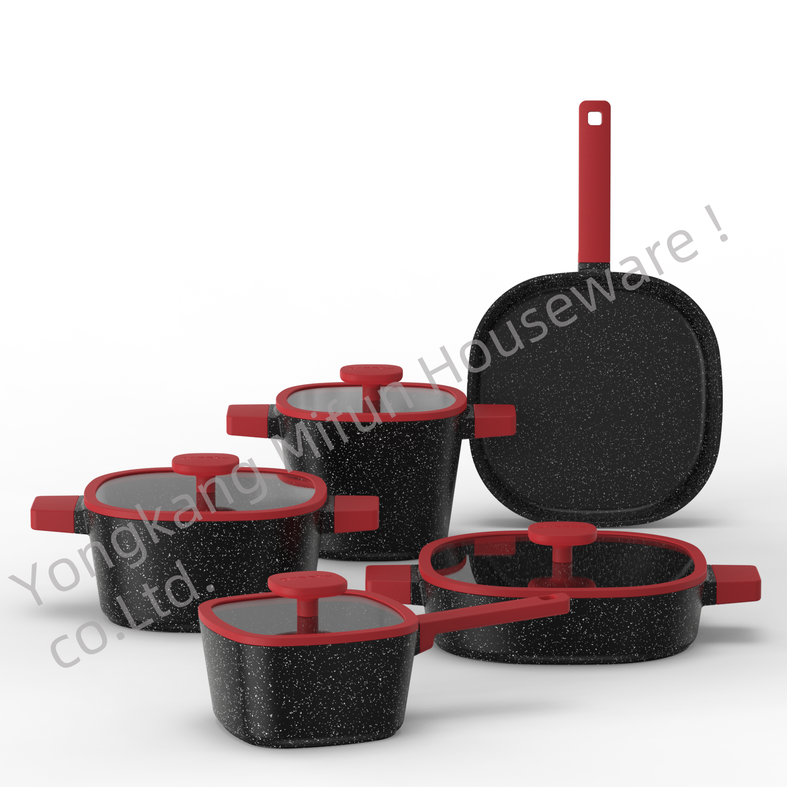 Factory-Sales 5 pieces sets Household Thickened Cookware Sets With Nonstick Coating