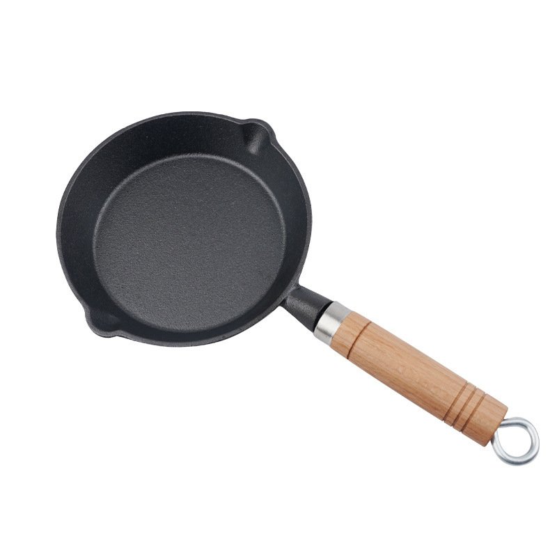 Manufactures No stick omelette cast iron fry Egg pan cookware cooking skillet frying pan with wooden handle