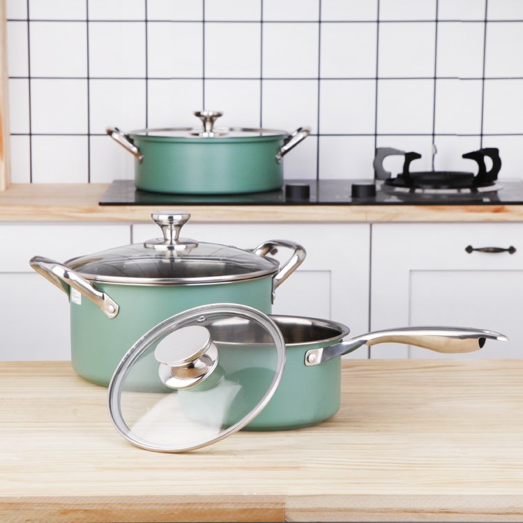 Stainless Steel Cooking Pot Soup Milk Pot Set Induction Kitchen Cooking Utensil Ware Pot Set Saucepan Cookware Sets