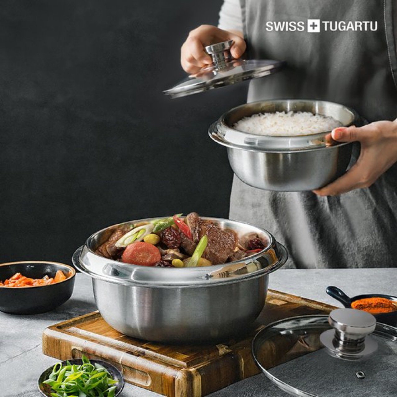 Korean 304 3-Ply Stainless Steel Cooking Pot With Glass Lid Three Ply Mini Cauldron 3 Layers Induction Rice Pot Kitchenware