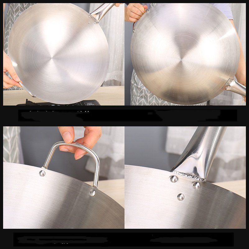 Family Garden Wok Thickened Non-Stick Stainless Steel Frying Pan Gas Stove Kitchen Cast Iron Cookware Set Home Use Sustainable