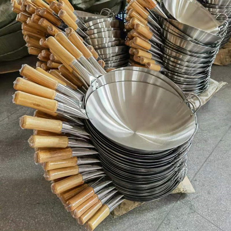Family Garden Wok Thickened Non-Stick Stainless Steel Frying Pan Gas Stove Kitchen Cast Iron Cookware Set Home Use Sustainable