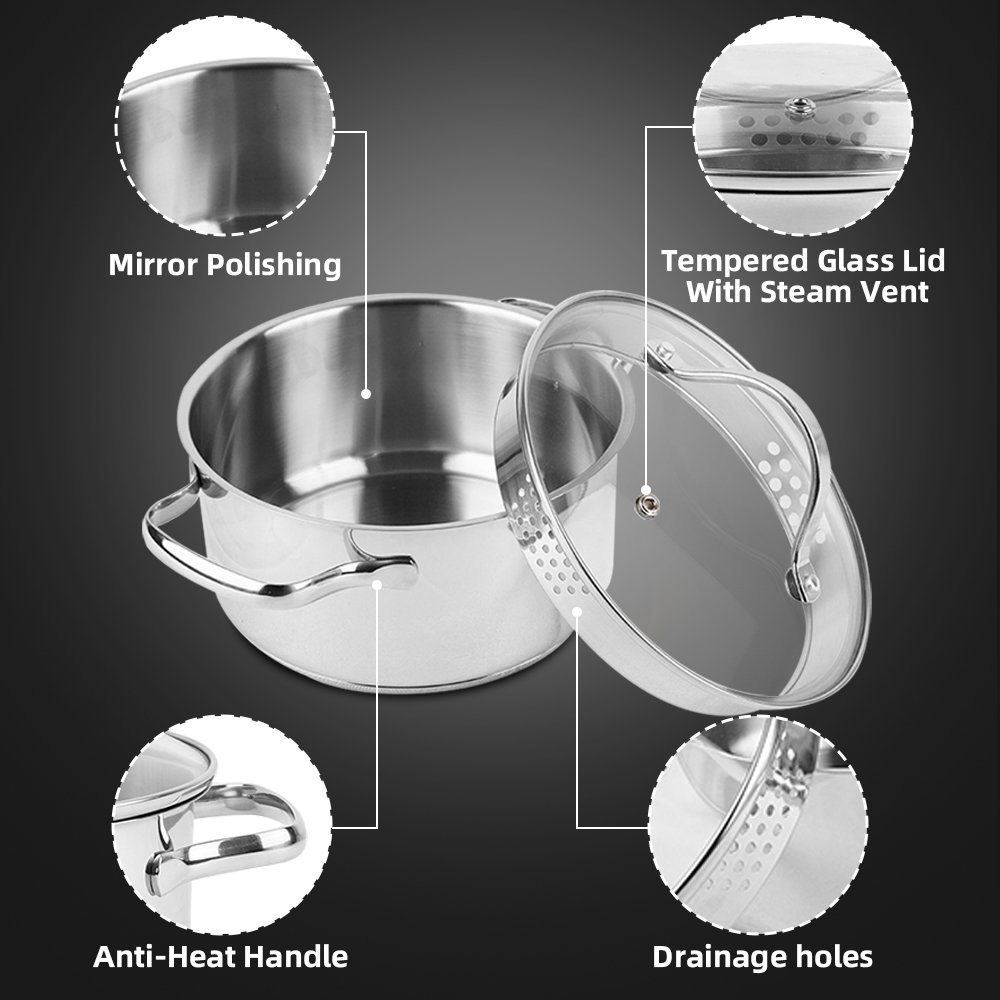 Wholesale Chef Sauce Glass Cover Cookware 3 Ply Non-Stick Stainless Steel Sets Of Kitchen Pots Cookware Set