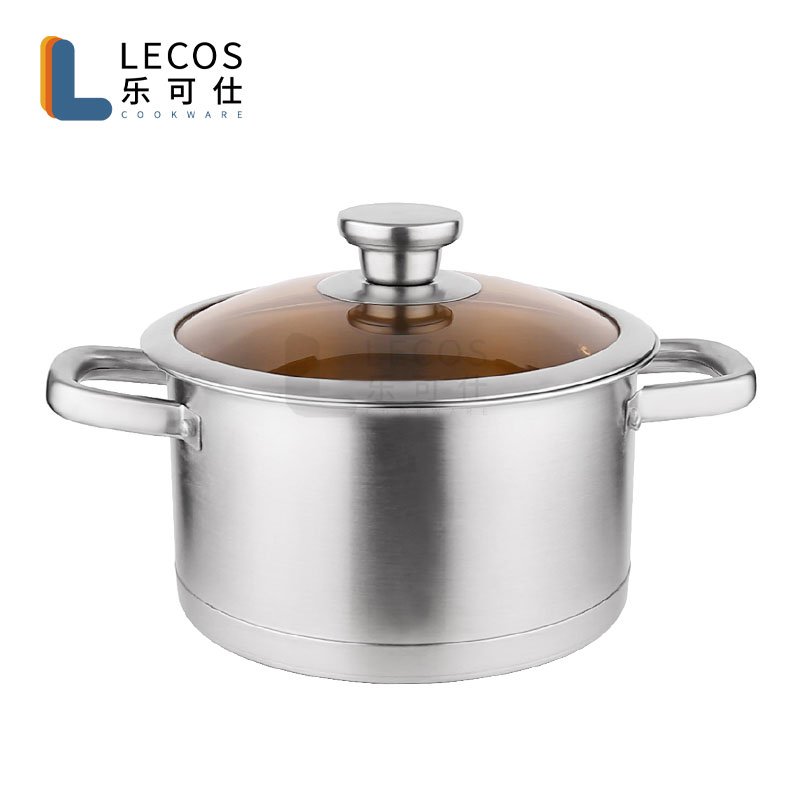 Hot Sale 6 Piece Cookware Sets Stainless Steel 6 Mulit Size Pot Set With Cranberry Glass Cover
