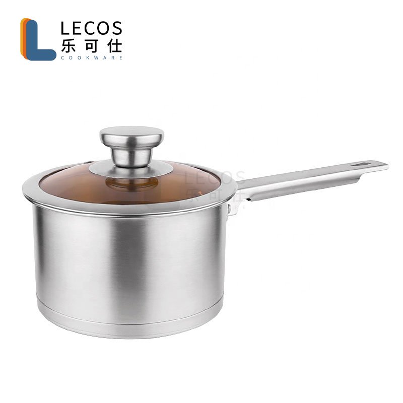 Hot Sale 6 Piece Cookware Sets Stainless Steel 6 Mulit Size Pot Set With Cranberry Glass Cover