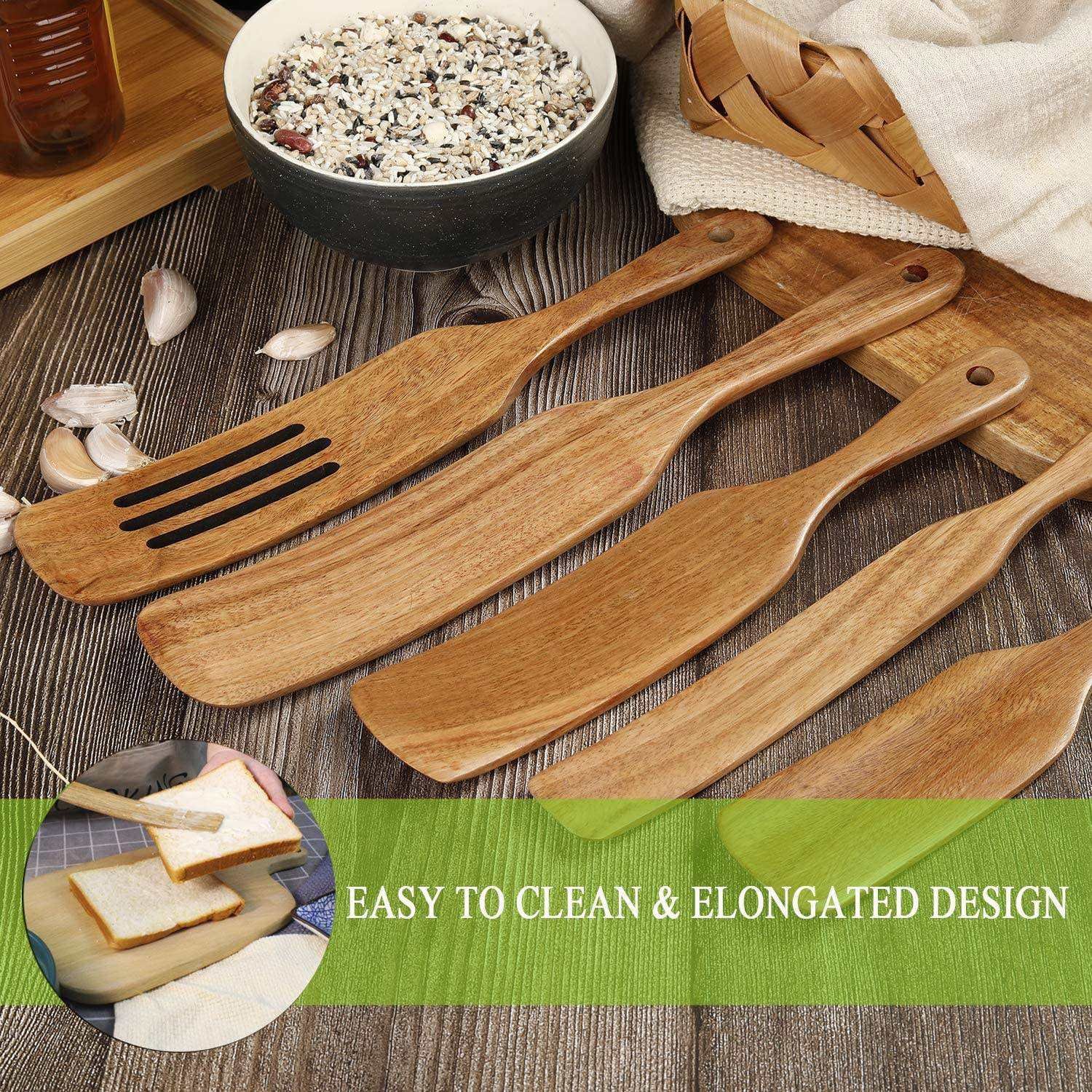 peralatan dapur Wood Spurtles Kitchen Utensils Set ustensiles de cuisine pas cher Wooden Cooking Utensil Set Cookware Sets