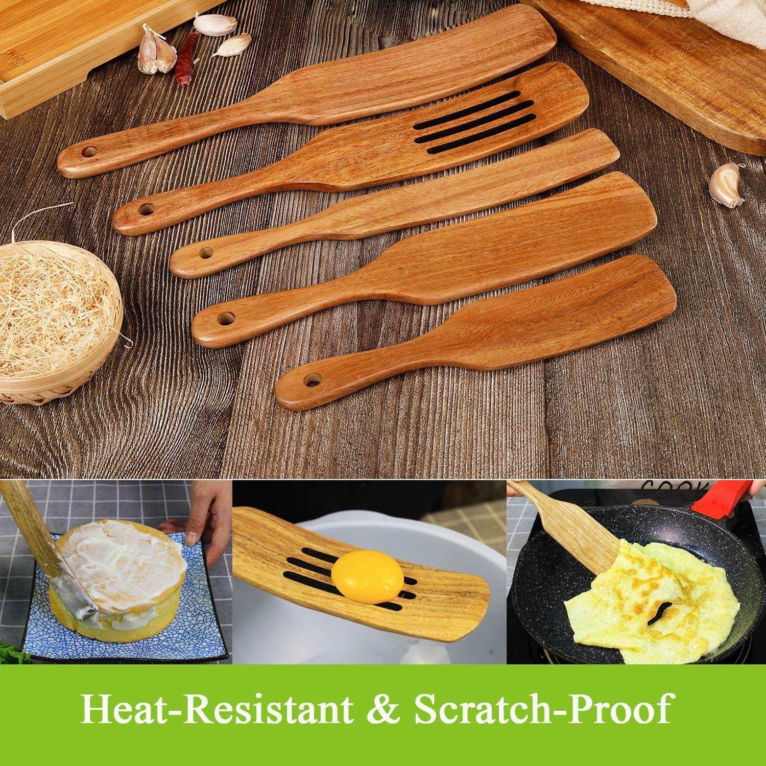 peralatan dapur Wood Spurtles Kitchen Utensils Set ustensiles de cuisine pas cher Wooden Cooking Utensil Set Cookware Sets