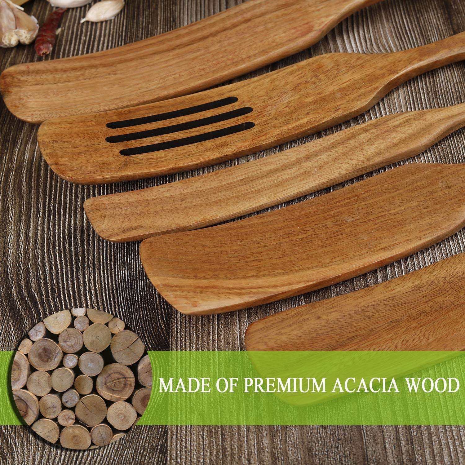 peralatan dapur Wood Spurtles Kitchen Utensils Set ustensiles de cuisine pas cher Wooden Cooking Utensil Set Cookware Sets