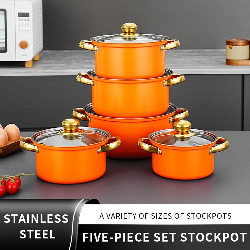 Factory Wholesale 16-18-20-22-24CM 10 pieces kitchen accessories set cookware pot and pan set sartenes juego de ollas de cocina