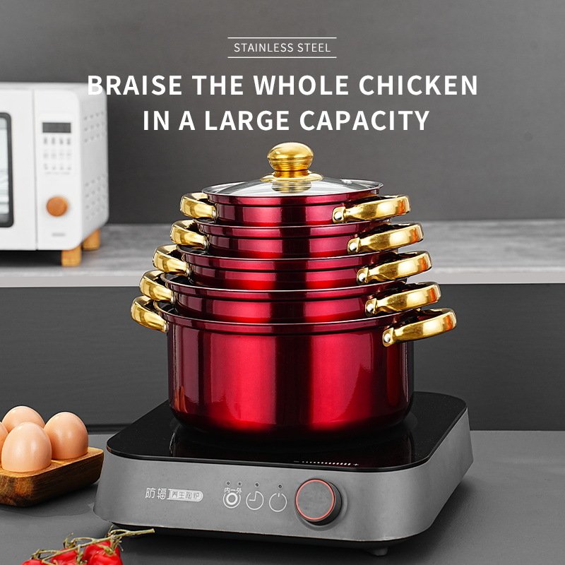 Factory Wholesale 16-18-20-22-24CM 10 pieces kitchen accessories set cookware pot and pan set sartenes juego de ollas de cocina