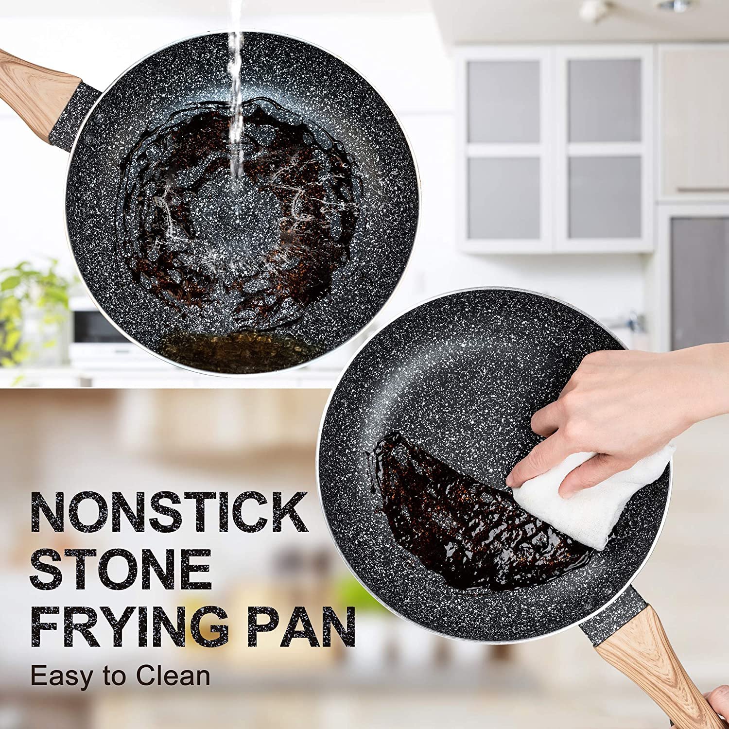 Custom 12pcs Die Cast Black Marble Stone Cookware Nonstick Coating Granite Pot Set With kitchen utensils