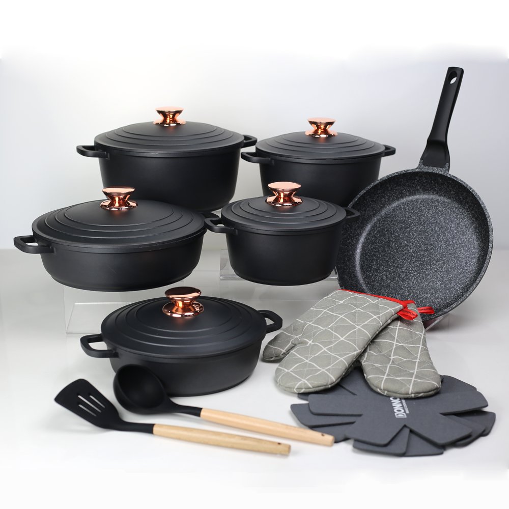 Donnor new arrival classic 18pcs die cast cast iron cookware set aluminum cookware set