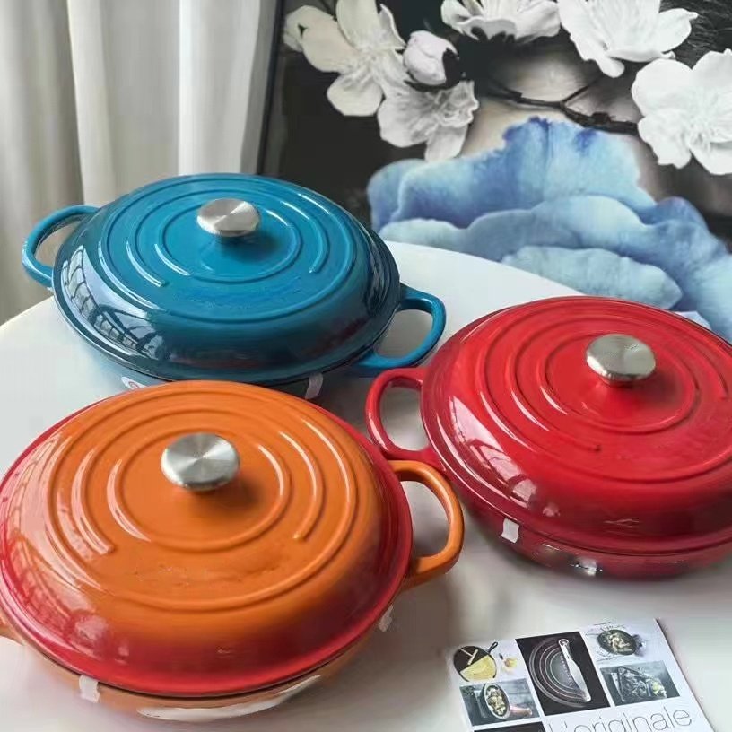 Most Popular Enamel Roasting Pot Non Stick Enamel Kitchen Pot Cast Iron Casserole Stock Soup Pots With Lid