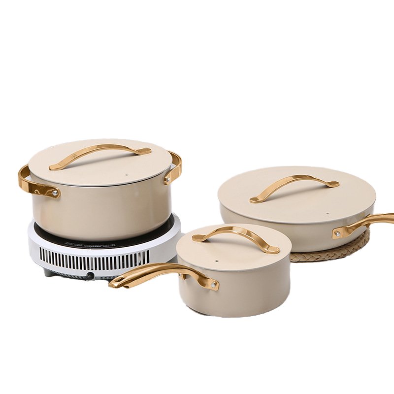 Hot Selling American Style Nonstick Cookware Set Caraway Pressed Aluminum with Stainless Steel Handle Sustainable Kitchen Usage