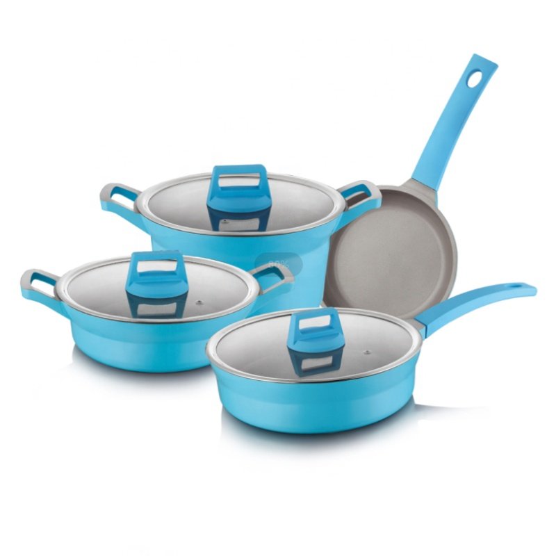 9pcs Cast Aluminum Nonstick Induction Bottom Luxury Cookware Set with Lid