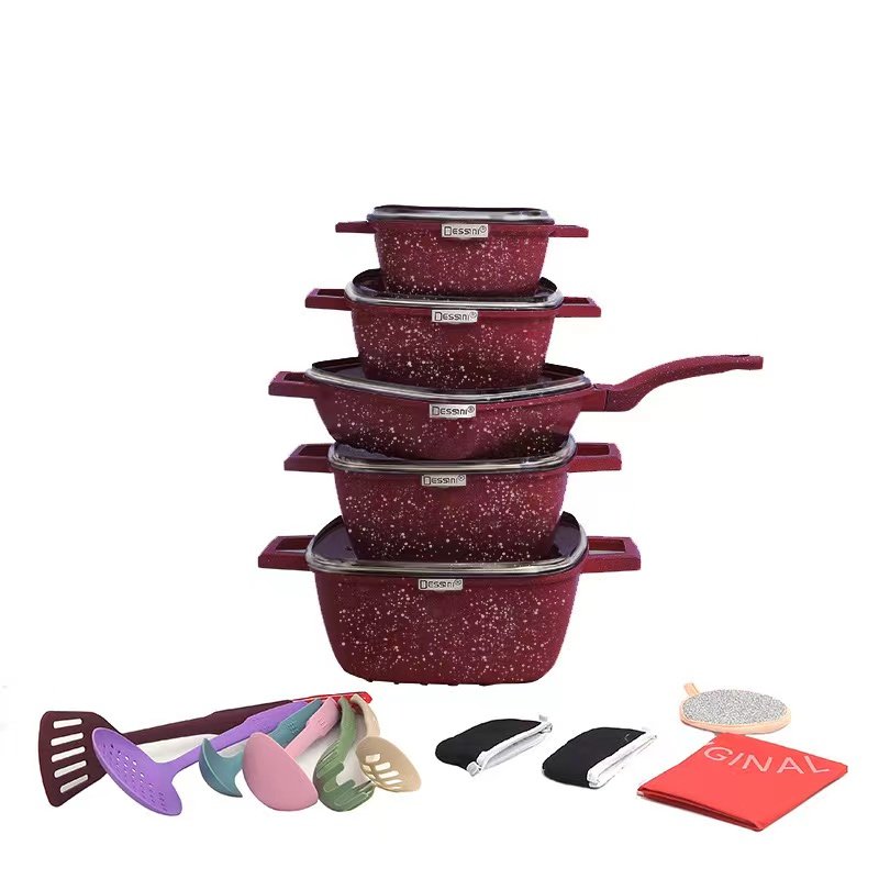 Home Party 25pcs non-stick pots Country non stick cookware set
