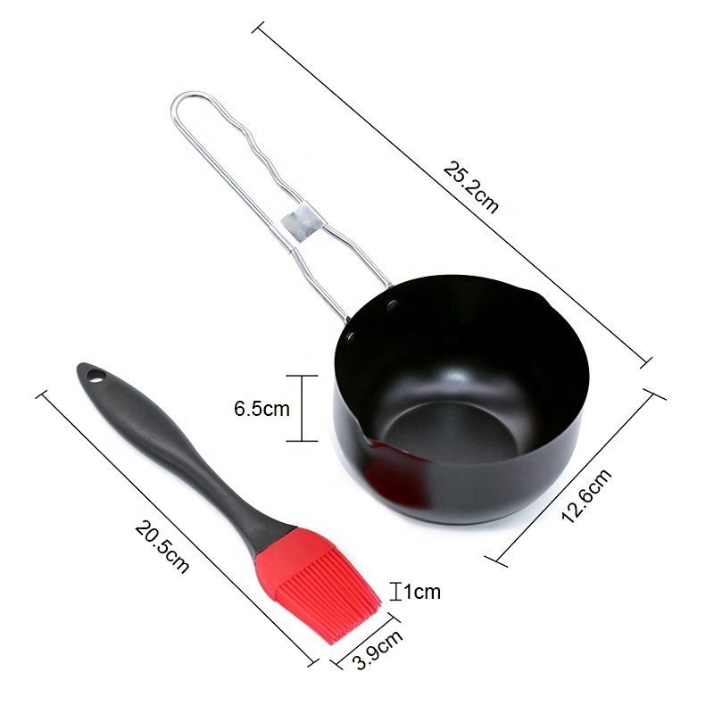 Foldable Hot Pot Food Warmer Set Stainless Steel Chocolate Candy Melting Pot With Silicone Brush
