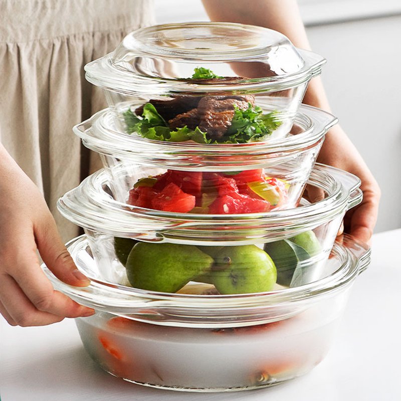 New Design Clear Cooking Pot Wholesale Housewares Sets Heat-Resistant Glass Casserole