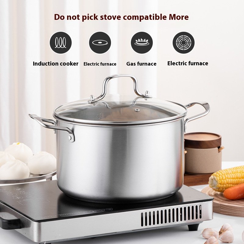 Hot Selling 5PCS American Style Stainless Steel Cookware Set with Glass Lid Kitchen Essential Kitchenware