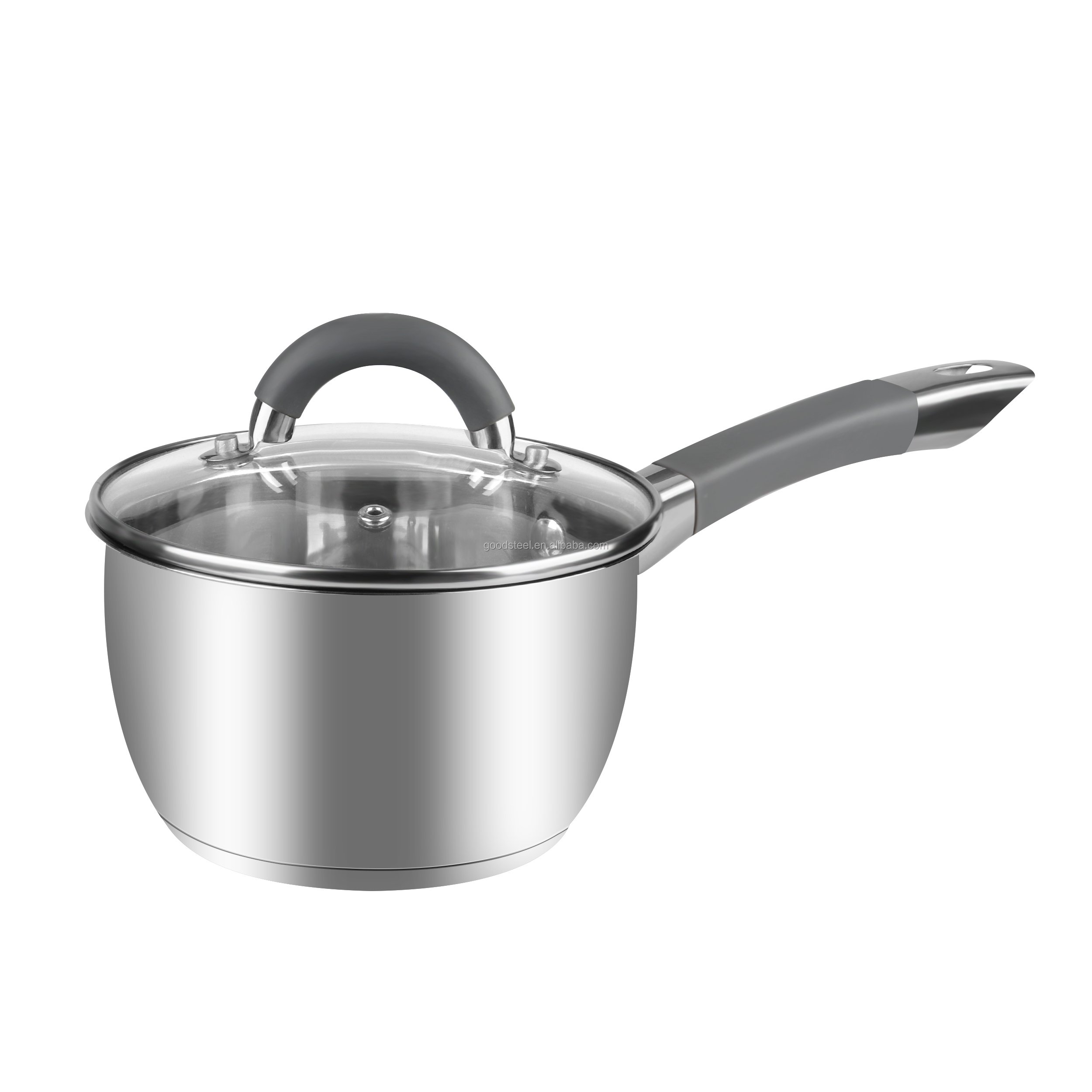 Modern 8-Pcs Stainless Steel Heat-Resistant Silicone Handle Cookware Set Morden Style Non-Stick Iron All-Clad Storage Pot Set