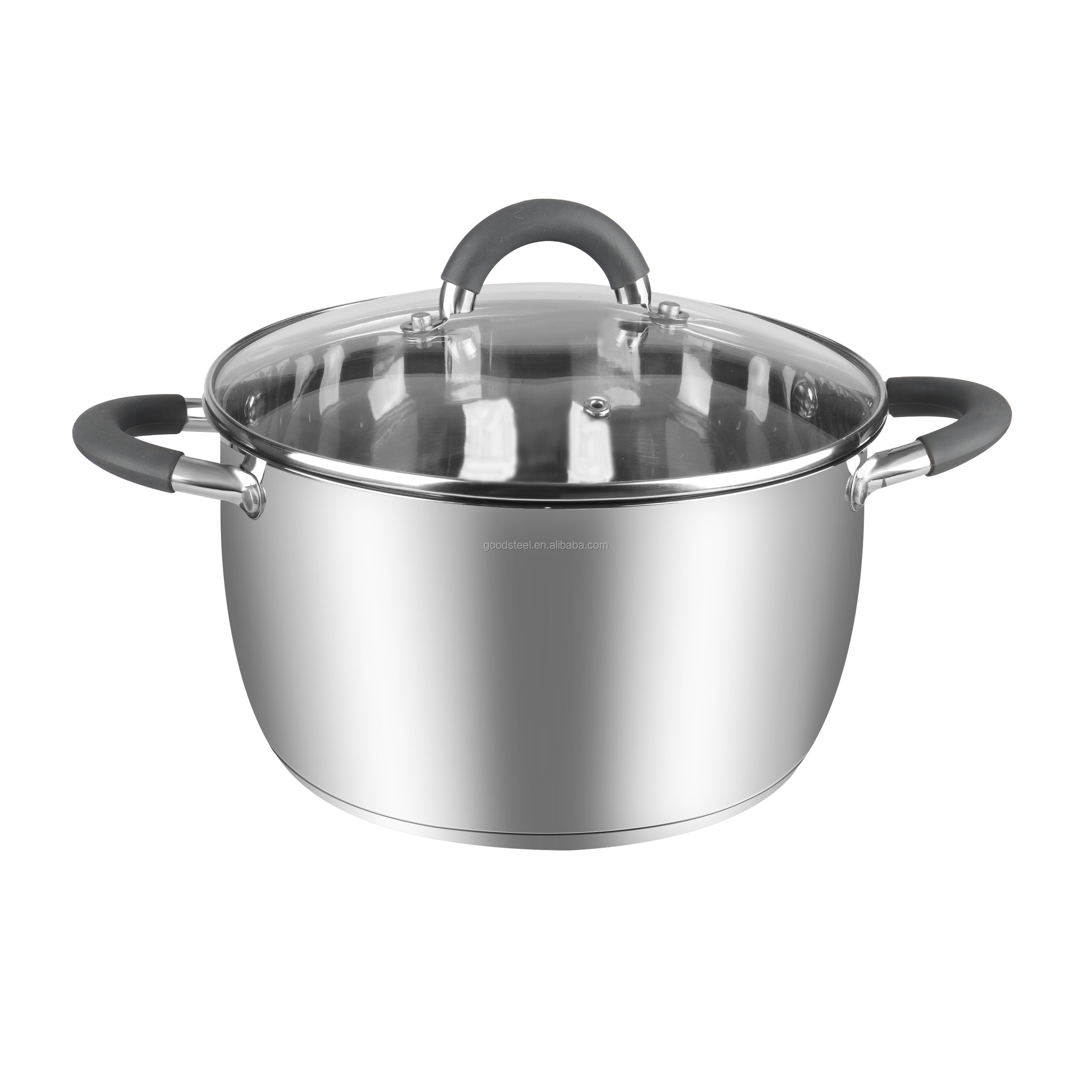 Modern 8-Pcs Stainless Steel Heat-Resistant Silicone Handle Cookware Set Morden Style Non-Stick Iron All-Clad Storage Pot Set