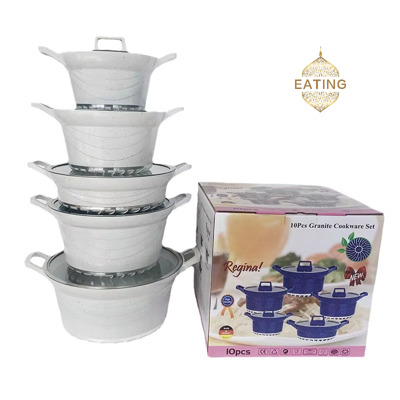 Wholesale Soup Pan Hot Pot Factory Hot selling 10 pieces pots and pans Non-Stick Cookware Set Glam Nonstick Cookware Sets