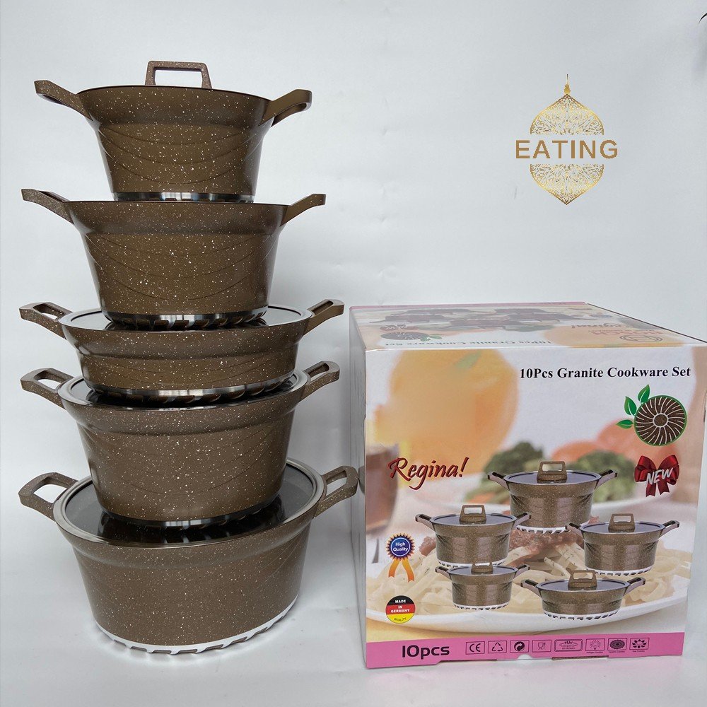 Wholesale Soup Pan Hot Pot Factory Hot selling 10 pieces pots and pans Non-Stick Cookware Set Glam Nonstick Cookware Sets
