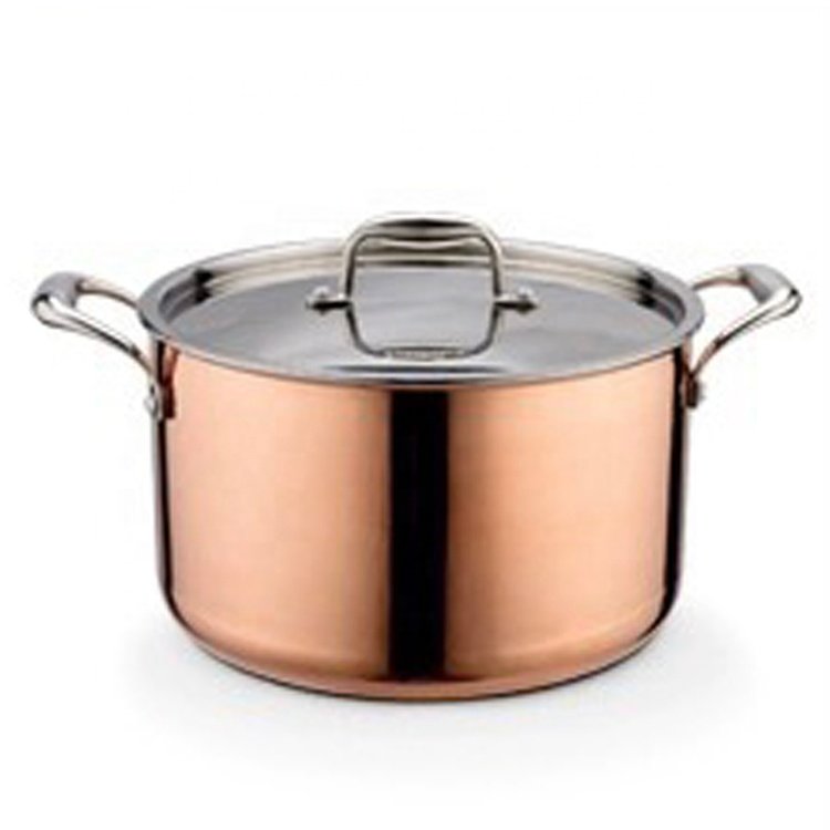 10Pcs 3ply copper straight cut-edge cookware set induction pot and pan for home kitchen cooking